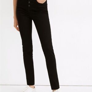Madewell 10" High-Rise Skinny Jeans in Black Frost: Button-Front - Size 25